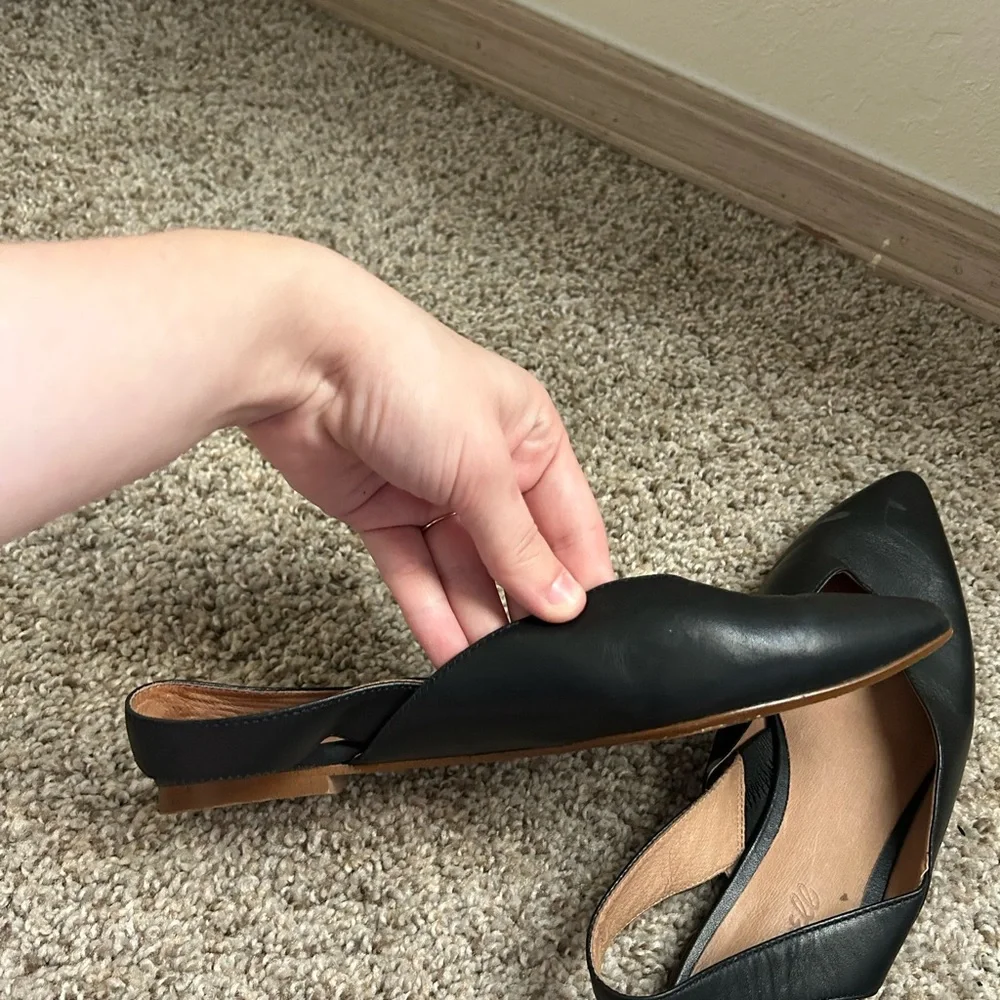 Madewell The Ava Slingback Flat Leather Black Size 7 Women's Business Travel Tan - Picture 5 of 11